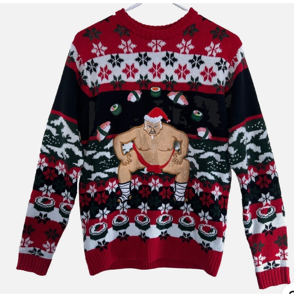 Holiday‎ Sumo Santa Sweater in Red and Black
